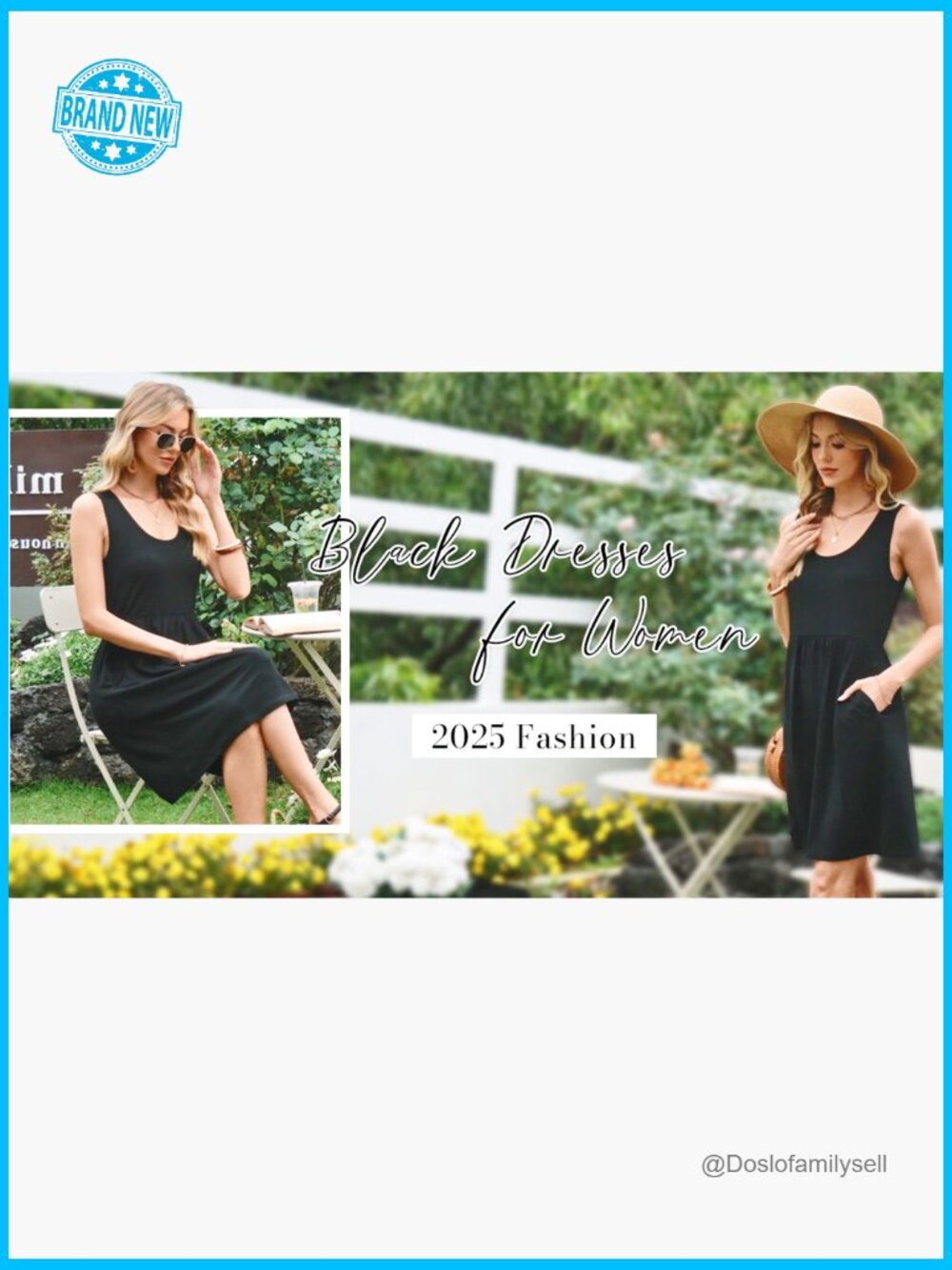 A-Line Sleeveless Casual Sundress with Pockets Floral/Solid - Picture 7 of 7